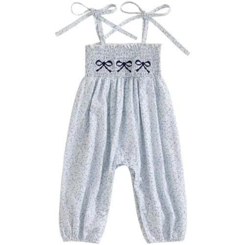 Summer One Piece Outfit Baby Girl Romper Jumpsuit Overall Sleeveless Halter Floral Bodysuit Clothes