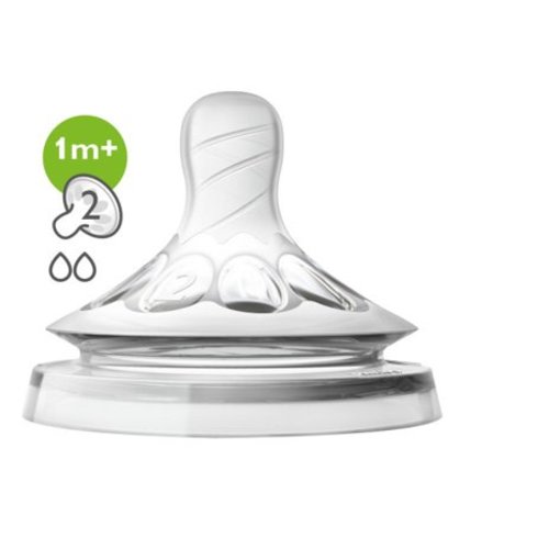 Philips Avent Natural Baby Bottle Nipple, Slow Flow Nipple 1M+, 2pk, SCF652/23