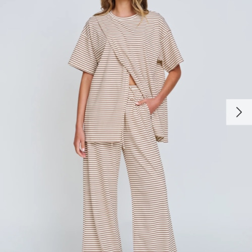 Ivy Stripe Longline Wrap Tee - Cream / Tan – Apero Label