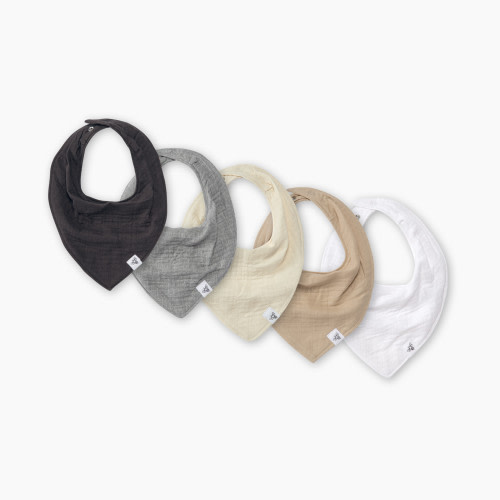 Burt's Bees Baby Set of 5 Bandana Bibs - Ash, One Size