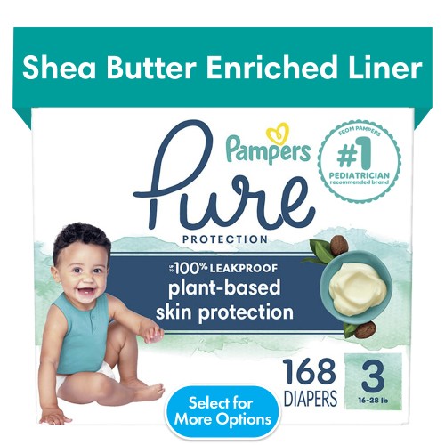Pampers Pure Baby Diapers Size 3, 168 Count (Select for More Options)