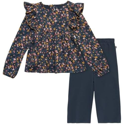 Modern Moments by Gerber Girls' Baby and Toddler Ruffles Top and Wide Leg Pant Set