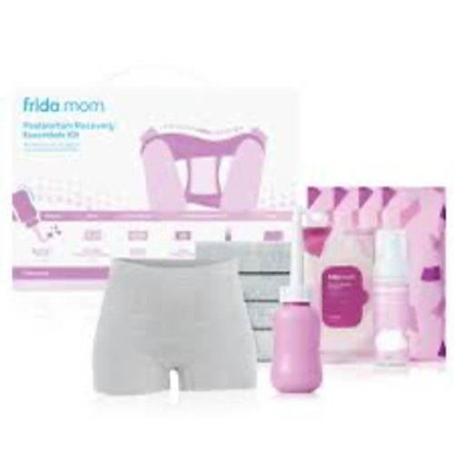 Frida Mom 11pc Postpartum Essentials Kit Gift Set, Hospital Bag Must Haves for New Mom, Includes 4 Disposable Postpartum Underwear, 4 Ice Maxi Pads, Perineal Healing Foam & 24 Pad Liners & Peri Bottle