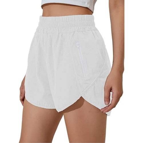 BMJL Women's Running Shorts Elastic High Waisted Shorts Pocket Sporty Workout Shorts Quick Dry Athletic Shorts Pants