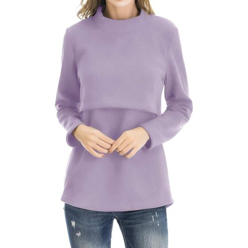 Smallshow Women's Fleece Nursing Tops Shirts Long Sleeve Breastfeeding Clothes