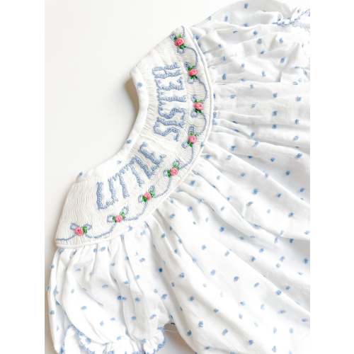 Smocked Bubble Blue Little Sister I Poppy Kids Co