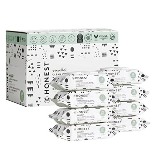 The Honest Company Clean Conscious Unscented Wipes | Over 99% Water, Compostable, Plant-Based, Baby Wipes | Hypoallergenic for Sensitive Skin, EWG Verified | Pattern Play, 576 Count - 72 Count (Pack of 8)
