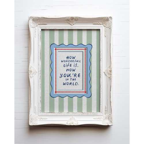 Custom Quote Poster, Personalised Sage Green Nursery Print, Baby Room Decoration Country Pattern, Circus Stripes Cottage Style