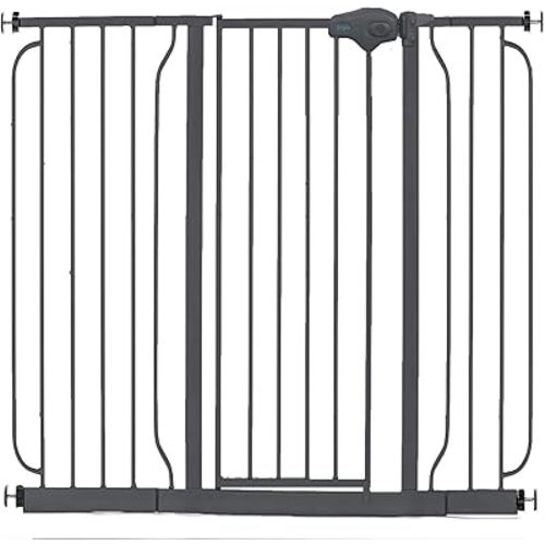 Regalo Easy Step 49-Inch Extra Wide Baby Gate, Includes 4-Inch and 12-Inch Extension Kit, 4 Pack of Pressure Mount Kit and 4 Pack of Wall Mount Kit, Black
