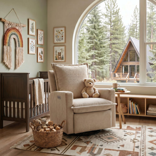 Latitude Run® Power Recliner Chair Swivel Rocker Glider Recliner, Nursery Glider Recliner, Velvet Nursery Recliner Chair For Living Room-beige | Wayfair