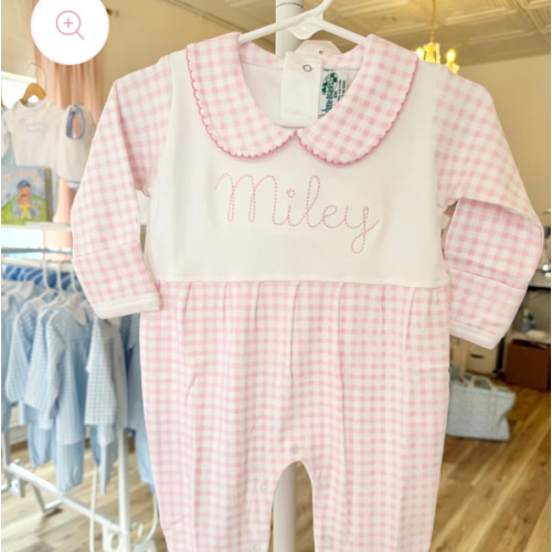 Pink Gingham Collar Footie – Little Stitches & Co.