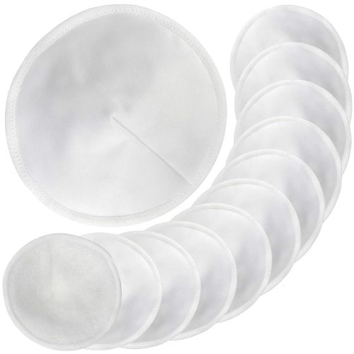 Pinowu Nursing Breast Pads with Laundry Bag (12pcs) - Contoured Breastfeeding Nipple Pad (Pastel Touch, 4.5 inch)