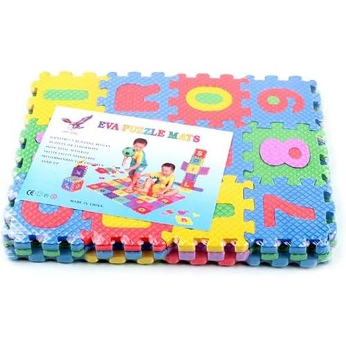 Toyvian 36pcs Mini Number Alphabet Puzzle, Mini Floor Mat for Baby, Baby Play Foam Table Mat for Kids Toddlers(2.4x2.4x0.4inch)