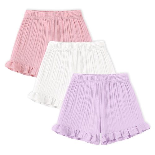 DREAM BUS 3 Pack Baby Girls Shorts Toddler Summer Casual Shorts Cotton Toddler Girls Ruffled Shorts Newborn Infant Bloomers