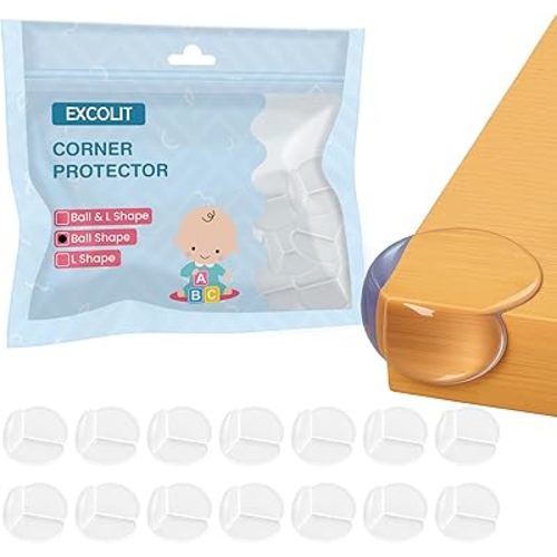 Corner Protector for Baby, Pack of 15 Clear & Transparent Edge Guards for Baby Proofing, Safety Furniture Corner Protectors for Furniture to Prevent Injuries (Ball Shaped)