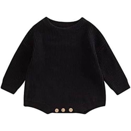 woshilaocai Baby Boy Girl Sweater Oversized Long Sleeve Romper Warm Crewneck Bodysuit Knitted Winter Clothes