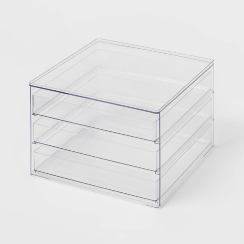 3 drawer acrylic bins for bottle storage