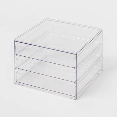 All Purpose 3 Drawer Storage Clear: Acrylic Utility Bins, Universal Storage, 1352 Volume Capacity