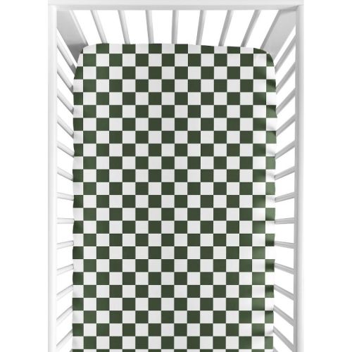 Sweet Jojo Designs Boy, Girl, Unisex/Gender Neutral Baby Fitted Crib Sheet Gingham Checkered Plaid Green and White