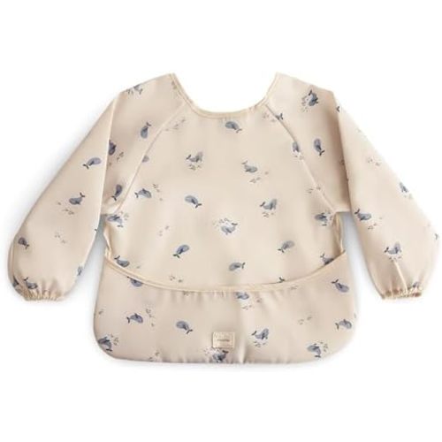 mushie Long Sleeve Baby Bib | Mess Free & Waterproof Fabric for Toddlers | Adjustable Fit for Ages 6-24 Months