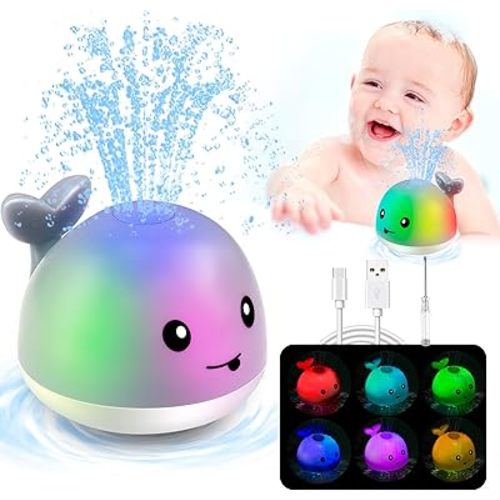 Baby Bath Toys Rechargeable Toddler Whale Bath Toys Sprinkler,Light up Baby Bath Toys for Kids 1 2 3 Water Pool Bathtub Toys ,Birthday for Boys and Girls for 6-12 ,12-18 Months