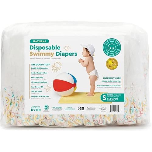 Little Toes Natural Disposable Swimmy Baby Diapers, Size 1-2 Small (Pack of 24)