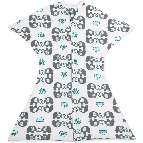 SleepingBaby Zipadee-Zip Baby Swaddling Blanket 3-6 Months - Transition Swaddle with Zipper Convenience - eLOVEphant, XS