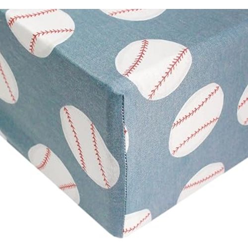 Premium Knit Baby Crib Sheets for Boys and Girls by Copper Pearl: Breathable and Soft, Fitted Crib Sheets for Standard Baby Mattresses, Crib Sheet for Baby Registry or Shower Gift, Slugger