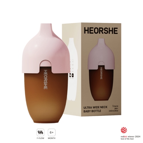HEORSHE 8 oz Pink Ultra Wide Neck Baby Bottle – BPA-Free & Anti-Colic