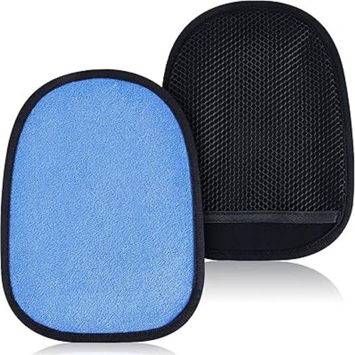 Skylety 2 Pieces Sand Mitt for Beach Sand Off Mitt Soft and Skin Friendly Cotton Towel Help Parents Clean from Children's Skin Brush Pack for Surf, Ocean and Lakeside Recreation(Blue)