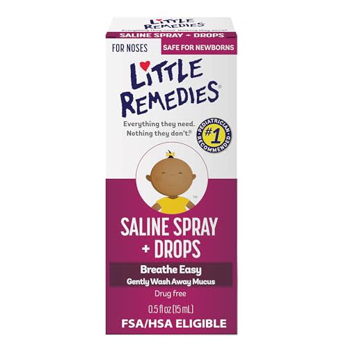 Little Remedies Saline Spray and Drops, Safe for Newborns, 0.5 fl oz
