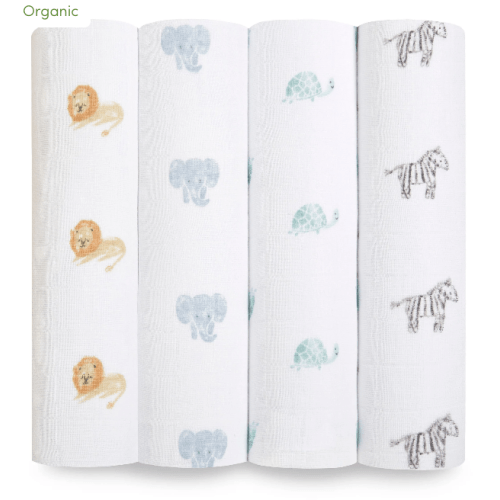 aden + anais | Animal Kingdom Organic Muslin Swaddle Blanket 4pk