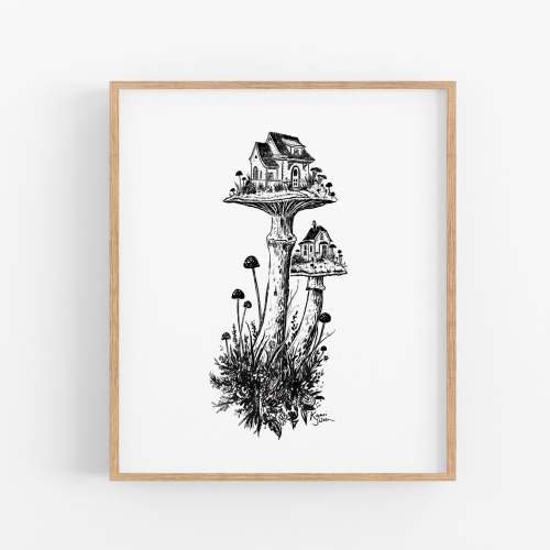 Mushroom House I Art Print