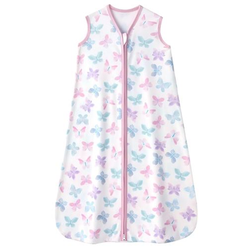 Baby Sleep Sack 0-6 months, 100% Cotton Sleep Sack for Newborn, Wearable Blanket Baby, 0.5 Tog Lightweight Double Zipper Sleeping Bag Butterfly 1 Pack