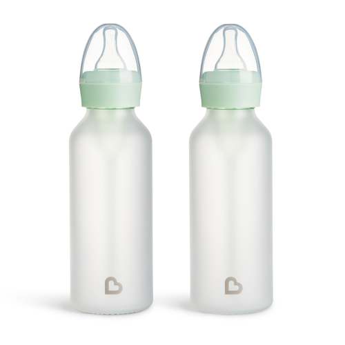 Munchkin Bond® Silicone Glass Bottle, 2-Pack - Mint / 8 Ounce