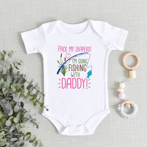 Daddy's Fishing Buddy Baby ONESIES® Brand Bodysuit - New Fishing Buddy - Pack My Diapers I'm Going Fishing With Daddy Baby Girl Fathers Day
