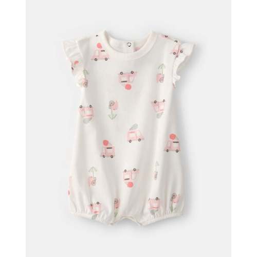 Baby Girl Ice Cream Truck Short-Sleeve Romper - White | Carter's