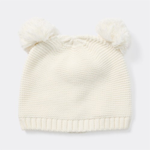 Dymples Baby Double Pom Pom Beanie - White