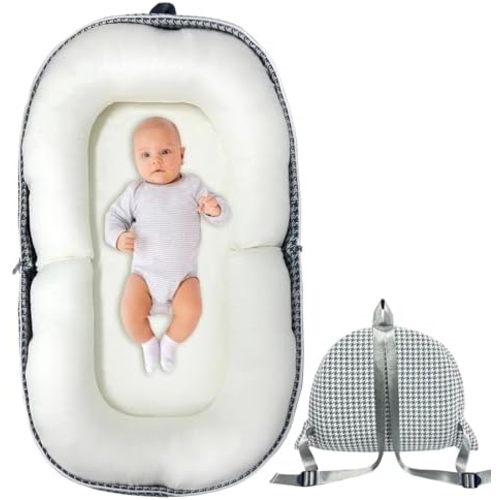 Baby Lounger, Foldable Portable Infant Lounger, Baby Nest Cover, Suitable for 0-24 Months Newborn Baby Lounger,Home Travel Dual-Purpose Baby Nest (Beige)