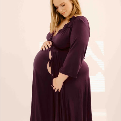 Lila Labor & Postpartum Gown in Plum