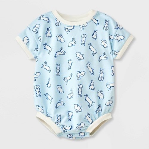 Baby French Terry Bunny Romper - Cat & Jack™ Light Blue, Size: 6-9M