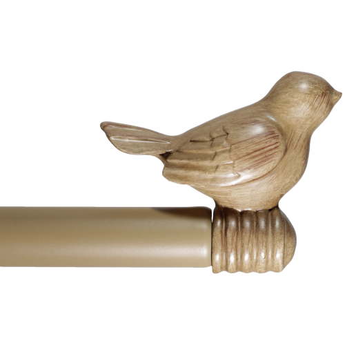 Urbanest 3/4-inch Cute Bird Designer Decorative Adjustable Window Treatment Curtain Single Rod Set, Heavy Duty, Beige Cottage, 28"-48"