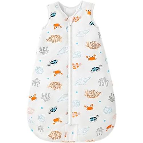 Mosebears Sleep Sack Baby Winter Wearable Blanket with 2-Way Zipper,2.5 TOG Cotton Sleep Sack Unisex (Ocean Animal, 6-12 Months)