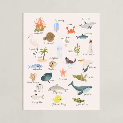 Sea Alphabet Open Edition Children's Art Print by Kate Blalock
