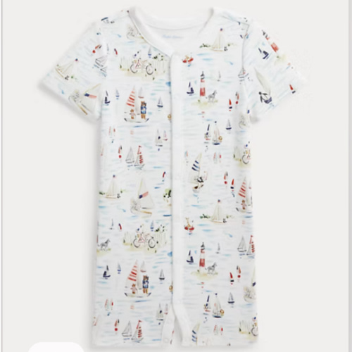 RL Baby x Riley Sheehey Cotton Shortall - Nautical Zoo