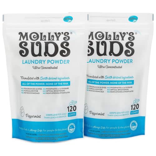 Molly's Suds Original Laundry Detergent Powder | Natural Laundry Detergent Powder for Sensitive Skin | Earth-Derived Ingredients, Stain Fighting | 240 Load (Fragrance Free)
