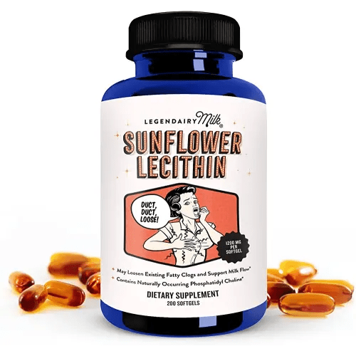 Legendairy Milk Sunflower Lecithin, 1200mg Organic Sunflower Lecithin Supplement for Clogged Milk Ducts, Made in USA, 200 Softgels