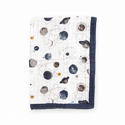 Little Unicorn Planetary Cotton Muslin Quilt Receiving Blanket | 100% Cotton | Super Soft | Babies and Toddlers | 30” x 40” | Machine Washable