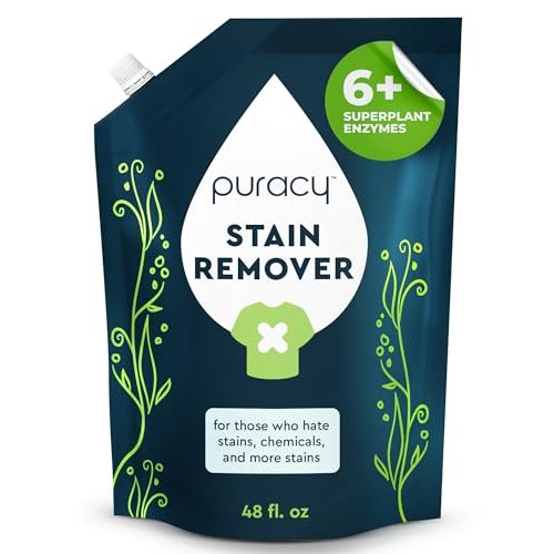 Puracy Stain Remover, Natural Travel and Laundry Stain Cleaner for Clothes, Baby Essentials, Kids Stains, Oil and Fabric Spot Cleaner, Unscented (Stain Remover Spray, 48 fl oz)
