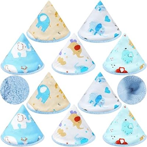 Timgle 10 Pcs Coral Velvet Pee Covers Baby Boy, Strong Water Absorption Pee Shield for Baby Boy, Reusable Diaper Changing Accessory for Boys Newborn Gift(Elephants)
